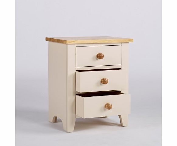 Ametis Dove Painted Bedside Table With 3 Drawers In