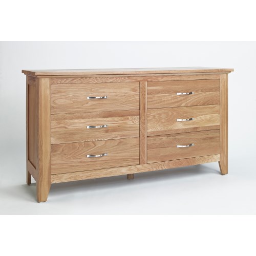 Ametis Robin Solid Oak Low 6 Drawer Chest