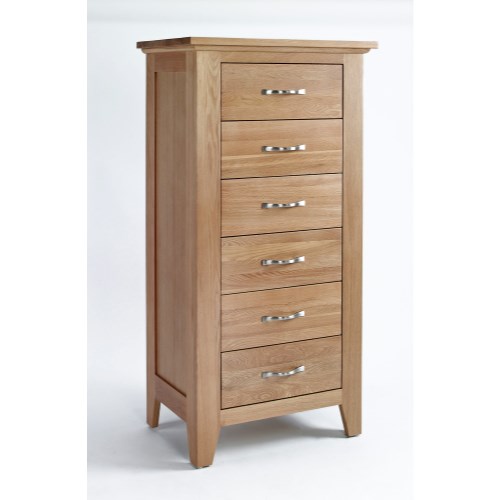 Ametis Robin Solid Oak Tall 6 Drawer Chest