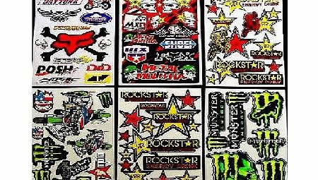 AMG 6 Sheets `` Motocross stickers `` RN7 boys Rockstar bmx bike Scooter Moped army Decal Stickers