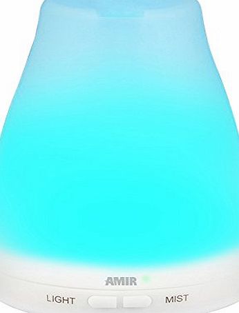 Amir 100ml Oil Diffuser, Aromatherapy Essential Oil Diffuser Ultrasonic Mist Air Humidifier with Color Changing LED Lights ,Waterless Auto off Portable , for Christmas Gift, for Home, Yoga