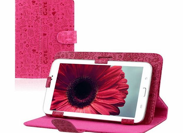 amonfineshop 2014 Amonfine Universal 7`` Leather Stand Case Folio Cover For 7 7 inch Android Tablet PC MID (Hot Pink)
