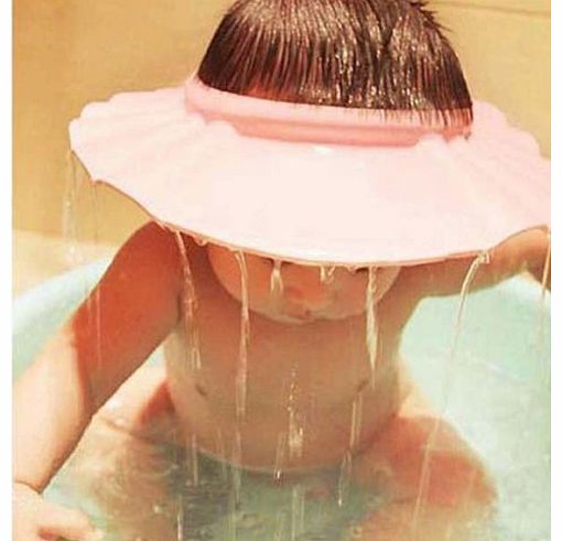 amonfineshop  Cute Safe Shampoo Shower Bathing Bath Protect Soft Cap Hat For Baby Children Kids (Blue)