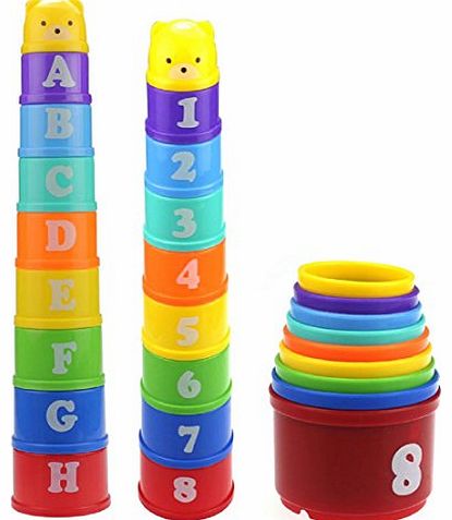 amonfineshop (TM) Kids Baby Children Educational Toy Figures Letters Folding Cup Pagoda Toys