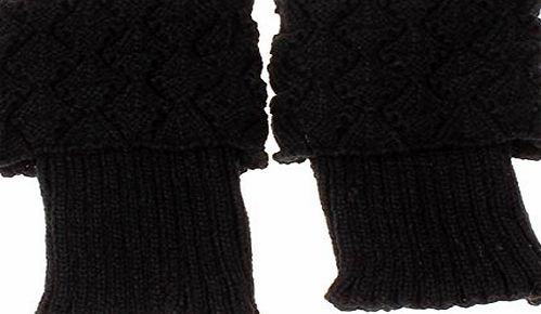amonfineshop Sannysis Women Crochet Knitted Trim Boot Cuffs Toppers Liner Leg Warmer Socks (Black)