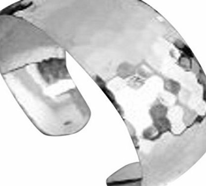 Amore Bracciali Sterling Silver Hammered Finish Wide Cuff Bangle