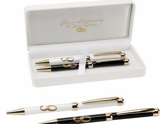 Amore Gifts. 50th Golden Anniversary Pens Set