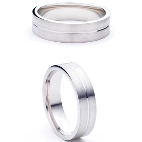 3mm Heavy D Shape Amore Wedding Band Ring In Palladium