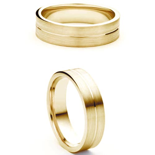 Amore from Bianco 3mm Medium Court Amore Wedding Band Ring In 18 Ct Yellow Gold