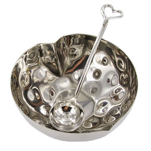 Amore Silver Plated Heart Shaped Bowl and Spoon