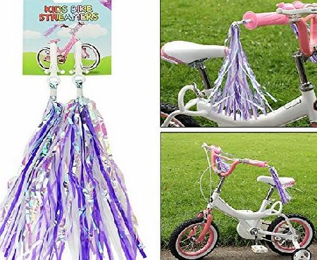 AMOS Bicycle Bike Cycle Tricycle Trike Fun Kids Girls Childrens Handlebar Sparkle Retro Streamers Tassels Pink Blue Purple Red Gold 2 Pack (Red)