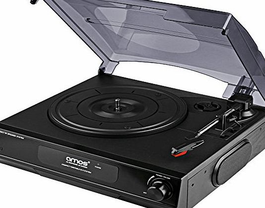AMOS USB Turntable 3 Speed Vinyl Record Retro LP Player Recorder Vinyl to MP3 Digital Converter with Stereo Speakers amp; RCA Output   Audacity Software