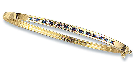 Ampalian Jewellery 18 carat Gold Diamond & Sapphire Bangle (S50)