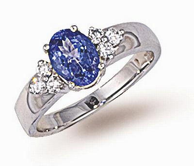 Ampalian Jewellery 18 Carat Gold Tanzanite Diamond Ring (511)