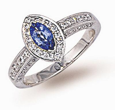 Ampalian Jewellery 18 Carat Gold Tanzanite Diamond Ring (518)