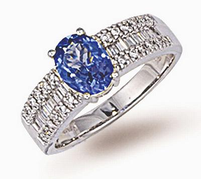 18 Carat Gold Tanzanite Diamond Ring (519)