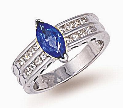 Ampalian Jewellery 18 Carat Gold Tanzanite Diamond Ring (524)