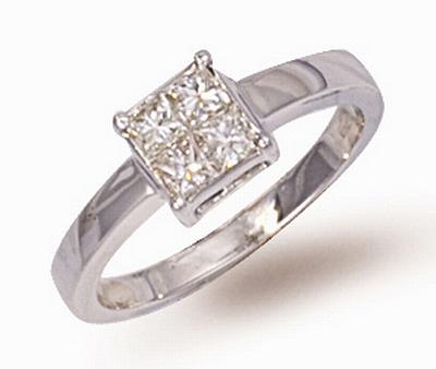 Ampalian Jewellery 18 Carat White Gold Diamond Ring (340)