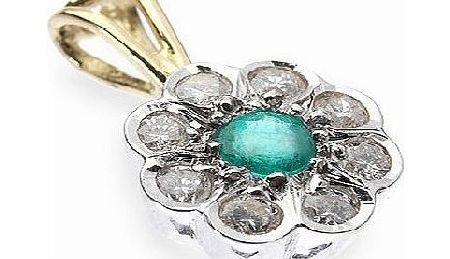 Ampalian Jewellery Emerald Diamond Pendant & Chain (D33)
