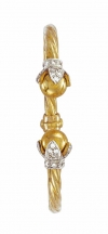 Ampalian Jewellery Gold & CZ Claw & Ball Hinged Bangle