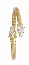 Ampalian Jewellery Gold & CZ Leopard Bangle