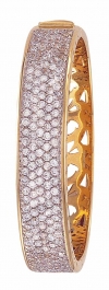 Ampalian Jewellery Gold & Sparkling CZ Studded Hinged Bangle