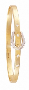Ampalian Jewellery Gold Horseshoe Belt Bangle with CZs