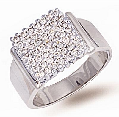 Mans 18 Carat White Gold Diamond Ring (350)