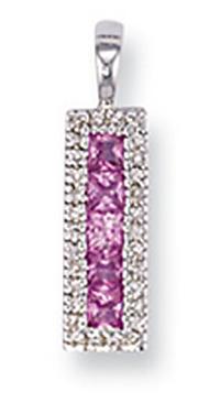 Ampalian Jewellery Pink Sapphire Diamond Pendant & Chain (188)