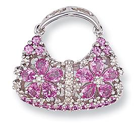 Ampalian Jewellery Pink Sapphire Diamond Pendant & Chain (232)