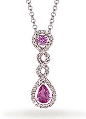 Ampalian Jewellery Pink Sapphire Diamond Pendant & Chain (N33)