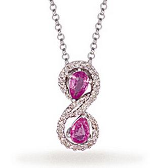 Ampalian Jewellery Pink Sapphire Diamond Pendant & Chain (N35)