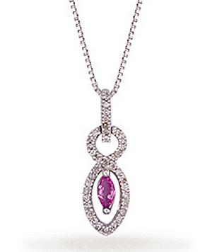 Ampalian Jewellery Pink Sapphire Diamond Pendant & Chain (N48)