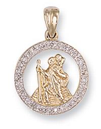 Ampalian Jewellery St Christopher Gold Diamond Pendant & Chain (D95)