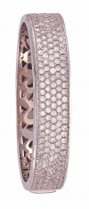 Ampalian Jewellery White Gold & Sparkling CZ Studded Hinged Bangle