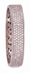 White Gold & Sparkling CZ Studded Hinged Bangle