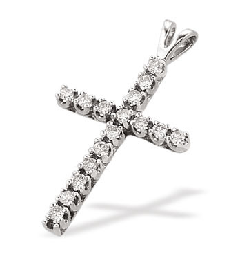 White Gold Cross & Chain (490)