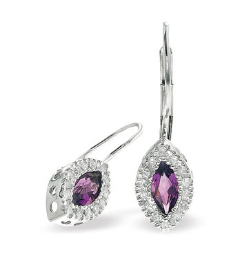 Ampalian Jewellery White Gold Diamond Amethyst Earrings (884)