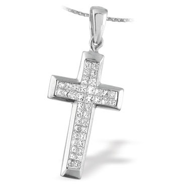Ampalian Jewellery White Gold Diamond Cross (130)