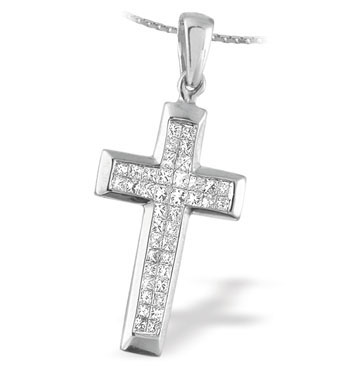 White Gold Diamond Cross (130)