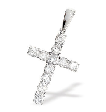 Ampalian Jewellery White Gold Diamond Cross (303)