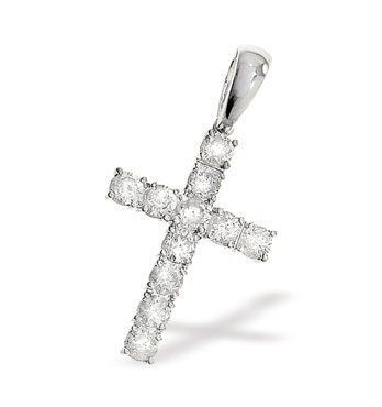 Ampalian Jewellery White Gold Diamond Cross (304)