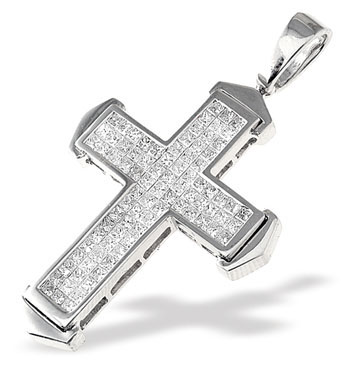 Ampalian Jewellery White Gold Diamond Cross (313)