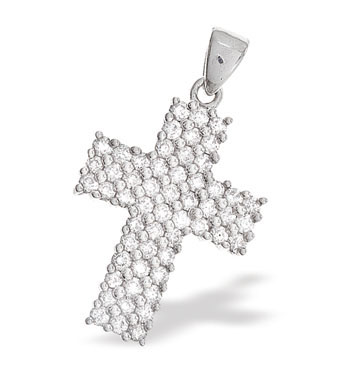 Ampalian Jewellery White Gold Diamond Cross (327)