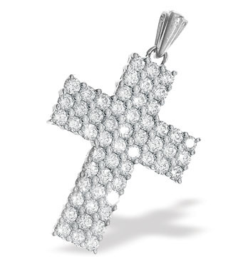 Ampalian Jewellery White Gold Diamond Cross (328)