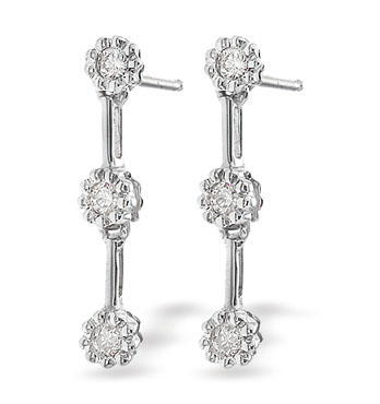 White Gold Diamond Dropper Earrings (688)