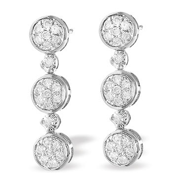 Ampalian Jewellery White Gold Diamond Dropper Earrings (780)