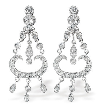 Ampalian Jewellery White Gold Diamond Earrings (833)