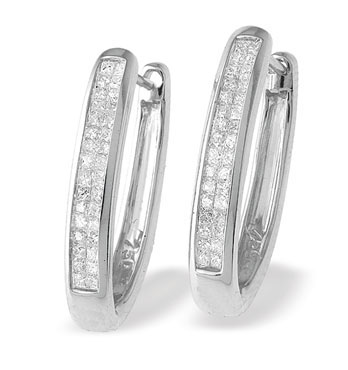 White Gold Diamond Hoop Earrings (129)