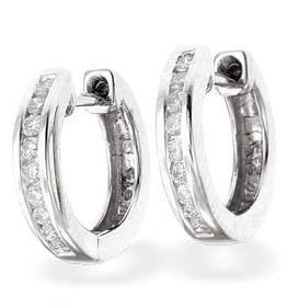 White Gold Diamond Hoop Earrings (313)